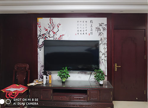 和平中式家庭装修电视柜效果展示