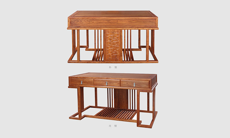 和平 别墅中式家居书房装修实木书桌效果图